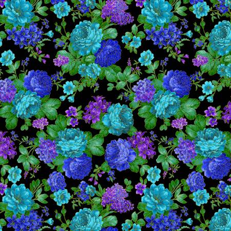Opulent Floral Blues by Michael Miller
