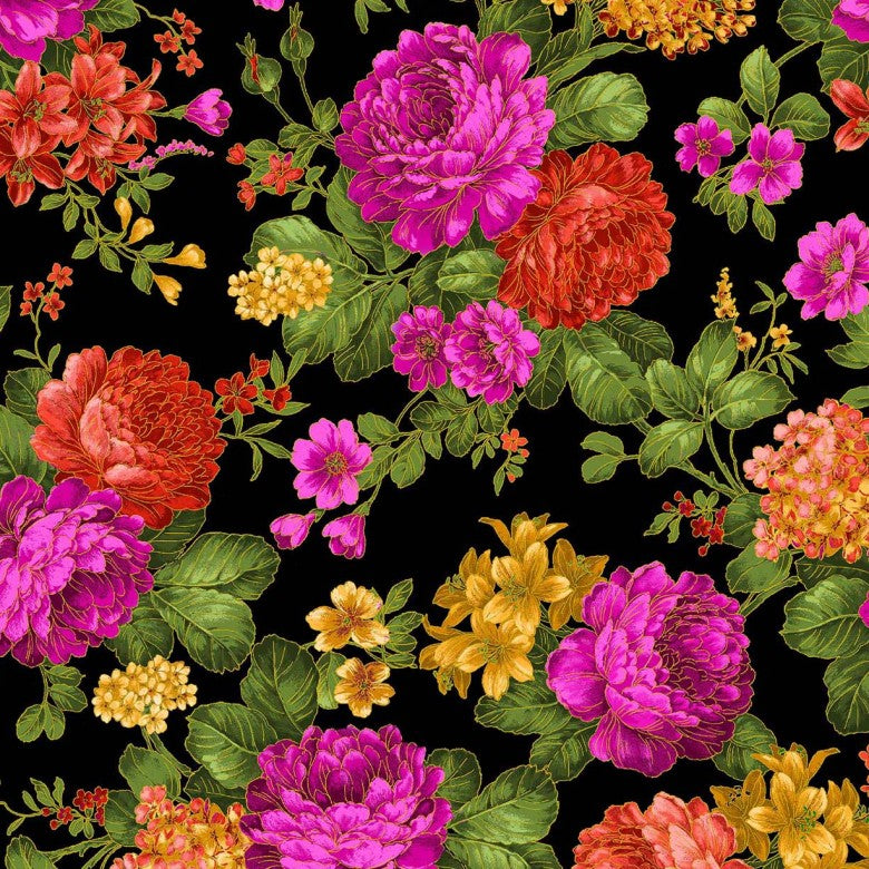 Opulent Floral Reds by Michael Miller