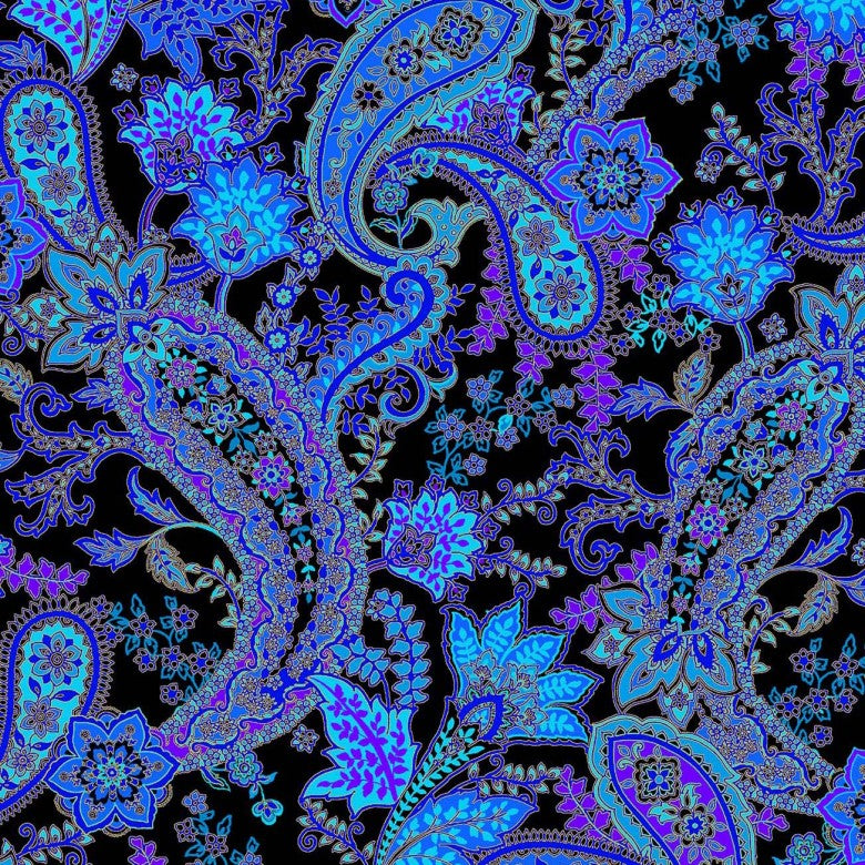 Opulent Floral Blues by Michael Miller