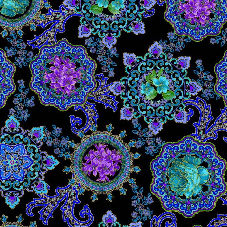 Opulent Floral Blues by Michael Miller
