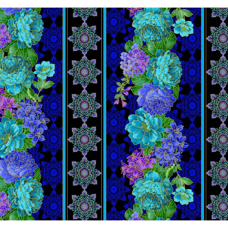Opulent Floral Blues by Michael Miller
