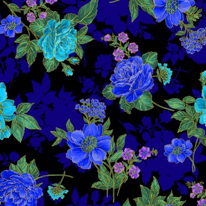 Opulent Floral Blues by Michael Miller