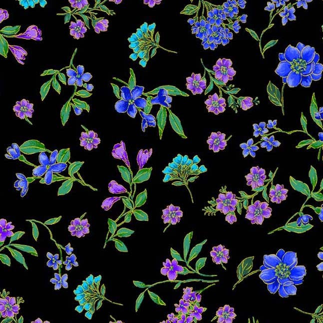 Opulent Floral Blues by Michael Miller