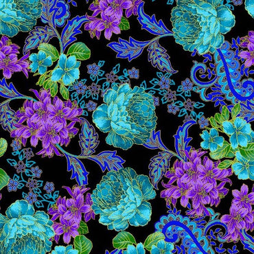 Opulent Floral Blues by Michael Miller