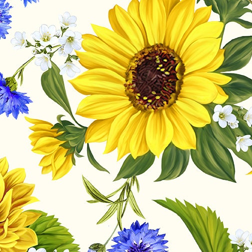 Kanvas Fabric Sunflower Sunrise Fabric